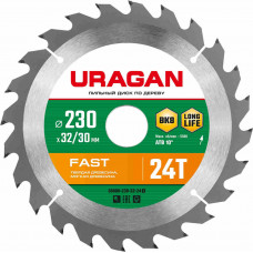 Пильный диск по дереву URAGAN Fast 230х32/30мм;24Т 36800-230-32-24_z01