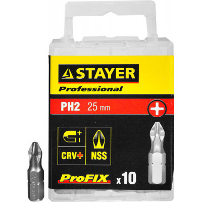 Биты STAYER PH2, 25мм, 10шт 26201-2-25-10_z01