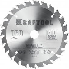 Пильный диск по дереву KRAFTOOL Optima 160х20мм;24Т 36951-160-20