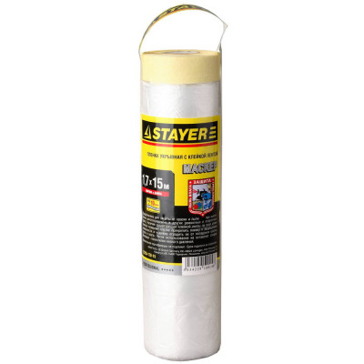 Защитная пленка STAYER 15x1.7м, 9мкм, с клейкой лентой 12255-170-15