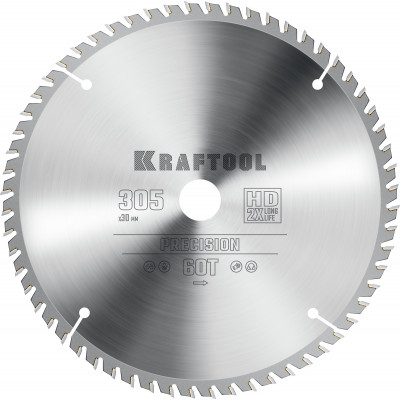 Пильный диск по дереву KRAFTOOL PRECISION 305х30мм;60Т 36952-305-30