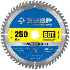 Пильный диск по дереву ЗУБР Чисторез, 250x32мм;60Т 36905-250-32-60_z01