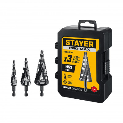 Набор ступенчатых сверл STAYER Pro-Max (3шт, 4-30мм) 29661-4-30-H3