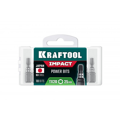 Ударные биты KRAFTOOL Impact TX20, 25мм, 10шт 26195-20-25-S10