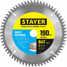 Пильный диск по алюминию STAYER Multi Material 190x30/20мм;64Т 3685-190-30-64