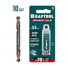 Сверло по металлу двухстороннее KRAFTOOL DOUBLE Сo-8 3.5х52мм, M42(+8%Co), 10шт 29654-3.5-10