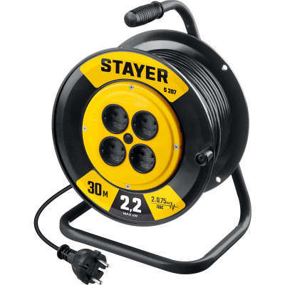 Удлинитель на катушке STAYER S-207 (30м, 2200Вт, ПВС 2x0.75мм2) 55073-30_z02