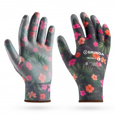 Садовые перчатки GRINDA PROTECT L/9 с прозрачным нитриловым покрытием, чёрные 11296-L