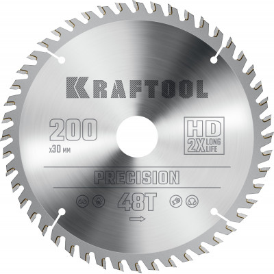 Пильный диск по дереву KRAFTOOL PRECISION 200х30мм;48Т 36952-200-30