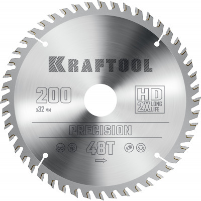 Пильный диск по дереву KRAFTOOL PRECISION 200х32мм;48Т 36952-200-32