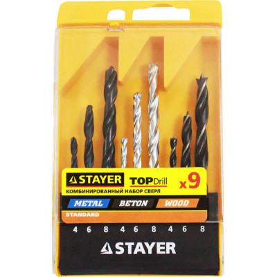 Набор сверл комбинированных STAYER 9шт 29720-H9