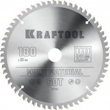 Пильный диск по алюминию KRAFTOOL Multi Material 180х30мм;60Т 36953-180-30