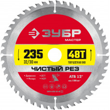 Пильный диск по дереву ЗУБР Чистый рез 235x32/30мм;48Т 36914-235-32-48_z01