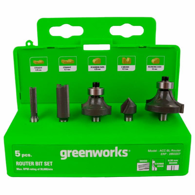 Набор фрез по дереву Greenworks 5шт 2953207