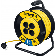 Удлинитель на катушке STAYER S-215 (50м, 3500Вт, ПВС 2x1.5мм2) 55072-50