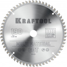 Пильный диск по алюминию KRAFTOOL Multi Material 190х20мм;60Т 36953-190-20