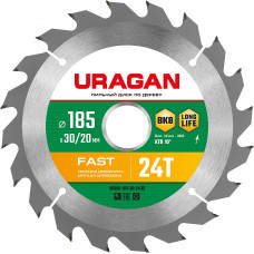 Пильный диск по дереву URAGAN Fast 185x30/20мм;24Т 36800-185-30-24_z01