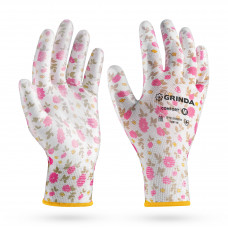 Садовые перчатки GRINDA COMFORT M/8 с прозрачным полиуретановым покрытием, розовые 11291-M_z01