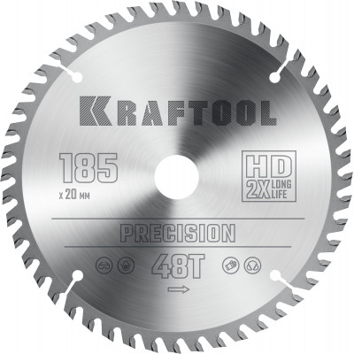 Пильный диск по дереву KRAFTOOL PRECISSION 185x20мм;48Т 36952-185-20