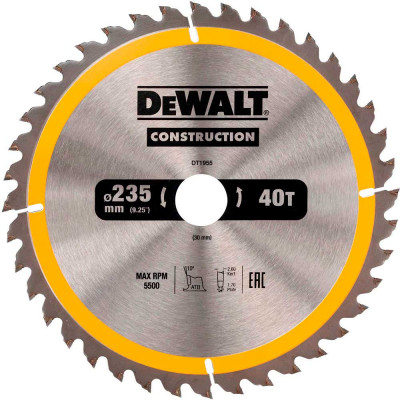 Пильный диск по дереву DeWalt 235х30мм;40T DT1955
