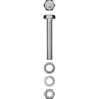 Болт с гайкой и шайбами ЗУБР M10x50мм, DIN 933, 2шт 303436-10-050