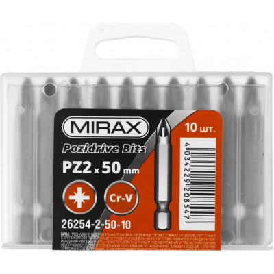 Биты MIRAX PZ2, 50мм, 10шт 26254-2-50-10