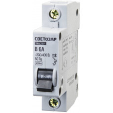 Автоматический выключатель СВЕТОЗАР 1P, 6А, B, 4.5кА 49050-06-B