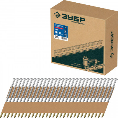 Реечные гвозди ЗУБР SN21 80мм/рифленые оцинкованные/2000шт 305396-80