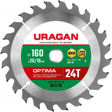 Пильный диск по дереву URAGAN Optima 160х20/16мм;24Т 36801-160-20-24_z01