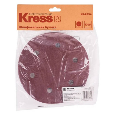 Круг шлифовальный KRESS (225мм, P120, 5шт, 6отв) KA2034