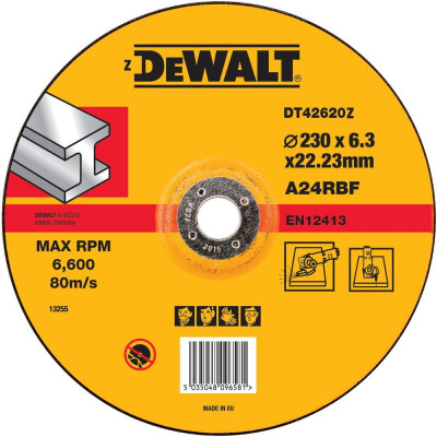 Шлифовальный круг по металлу DeWalt 230x6.3x22.2мм DT42620Z