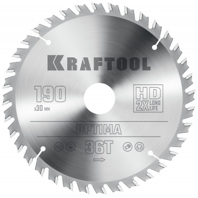 Пильный диск по дереву KRAFTOOL Optima 190х30мм;36Т 36951-190-30