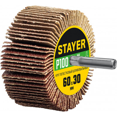 Шлифовальный лепестковый круг STAYER 60x30мм, P100 36608-100