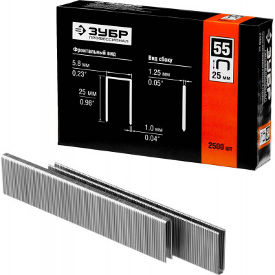 Скобы ЗУБР тип 55/25мм/2500шт 31855-25