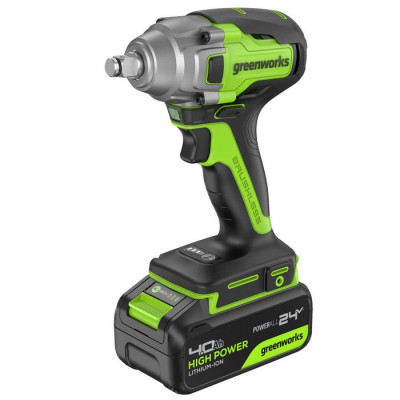 Гайковерт аккумуляторный Greenworks GD24IW400 (24В, 4Ач) 3802907CUB