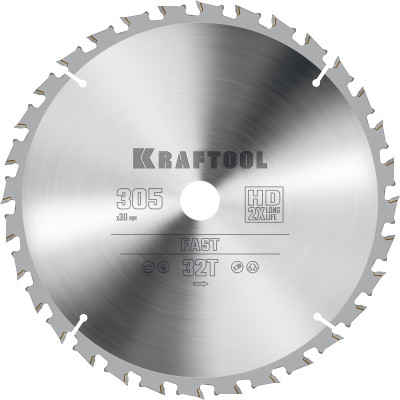 Пильный диск по дереву KRAFTOOL Fast 305x30 мм;32Т 36950-305-30