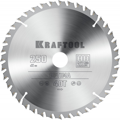 Пильный диск по дереву KRAFTOOL Optima 250x32 мм;40Т 36951-250-32
