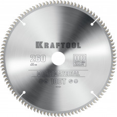 Пильный диск по алюминию KRAFTOOL Multi Material 260х30мм;100Т 36953-260-30