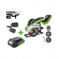 Угловая минишлифмашина аккумуляторная Greenworks GD24UCS (24В, 2Ач) 3402007CUA