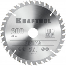 Пильный диск по дереву KRAFTOOL Optima 200х30мм;36Т 36951-200-30