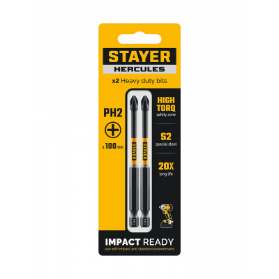 Биты STAYER PH2, 100мм, 2шт 26231-2-100-2