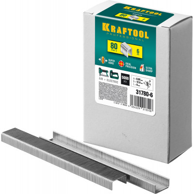 Скобы KRAFTOOL тип 80/6мм/5000шт 31780-6