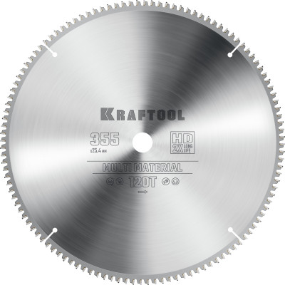 Пильный диск по алюминию KRAFTOOL Multi Material 355х25.4мм;120Т 36953-355-25.4