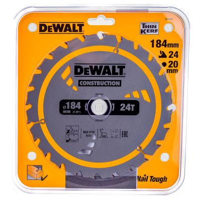 Пильный диск по дереву DeWalt 184x20мм;24T DT1951