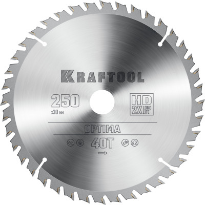 Пильный диск по дереву KRAFTOOL Optima 250x30 мм;40Т 36951-250-30