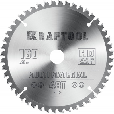 Пильный диск по алюминию KRAFTOOL Multi Material 160х20мм;48Т 36953-160-20
