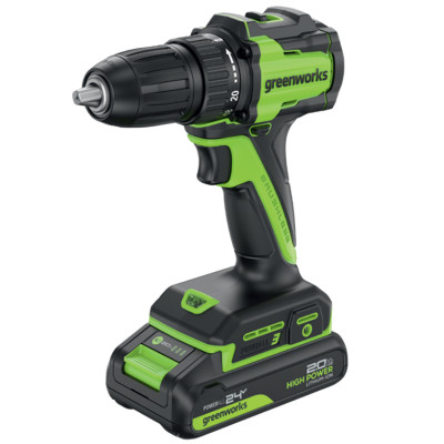 Шуруповерт аккумуляторный Greenworks DD345 (24В, 2Ач) 3708307CUC