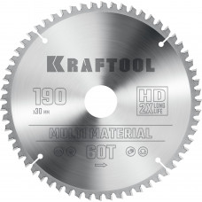Пильный диск по алюминию KRAFTOOL Multi Material 190х30мм;60Т 36953-190-30