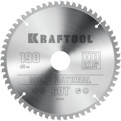 Пильный диск по алюминию KRAFTOOL Multi Material 190х30мм;60Т 36953-190-30