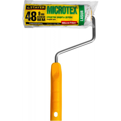 Малярный валик STAYER MICROTEX 48x180мм, бюгель 8мм, ворс 9мм 0341-18